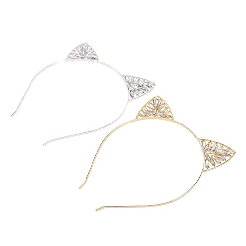ARTSEWPLY 2 Stück Glitzernde Katzenohren Haarreife Weiß Gold Eleganter Haarschmuck für Mädchen Vielseitig für Party Halloween Weihnachten Karneval und Festliche Anlässe Geeignet von ARTSEWPLY