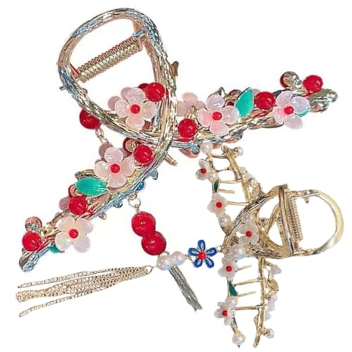 ARTSEWPLY 2 Stück Große Haarspangen mit Perlen und Quasten Stilvolle Haarklammern für Dünnes Haar Stilvolle Haarschmuck accessoires für Frauen und Mädchen Haltbar und Modisch von ARTSEWPLY