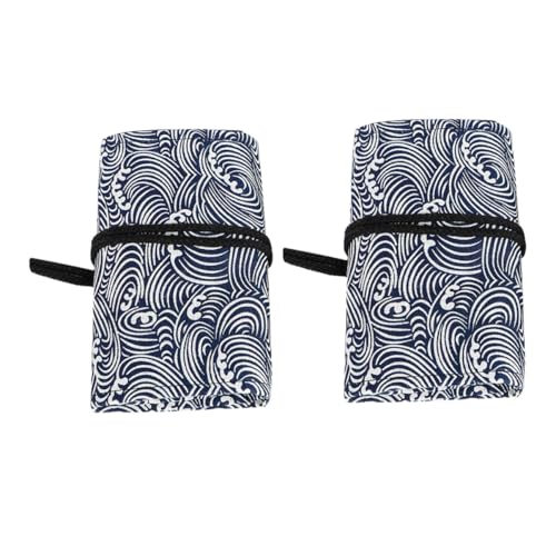 ARTSEWPLY 2 Stück Große Kapazität Stifterolle Federmäppchen aus Canvas mit Wellenmuster Fächer Buntstifte Aufbewahrungstasche für Kunststudenten und Zeichenzubehör von ARTSEWPLY
