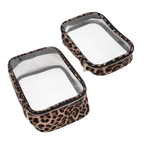 ARTSEWPLY 2 Stück Große Wasserfeste Leopard Print Kosmetiktasche Teiliges Set Transparente Reise Toilettentasche für Damen für Urlaub und Camping von ARTSEWPLY