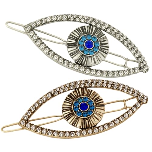ARTSEWPLY 2 Stück Haarklammern mit Strasssteinen Vintage Evil Eye Design Dekorative Haarspangen für Damen und Mädchen Modische Haarschmuck Accessoires in Antikgold und Antiksilber ARTSEWPLY 2 Stück Haarklammern mit Strasssteinen Vintage Evil Eye Design Dekorative Haarspangen für Damen und Mädchen Modische Haarschmuck Accessoires in Antikgold und Antiksilber von ARTSEWPLY