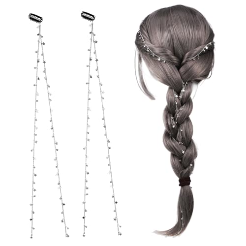 ARTSEWPLY 2 Stück Haarschmuck Sterne mit Quasten Clip in Haar Ketten für Flechtfrisuren Haarschmuck Accessoires aus Langlebiger Legierung Eleganter Look für Damen von ARTSEWPLY