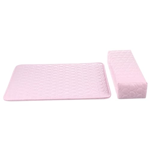 ARTSEWPLY 2 Stück Manicure Hand Pillow aus Leder Rechteckige Nagel Handauflage mit Weichem Kissen Komfortable Armstütze für Maniküre und Heimgebrauch Staubschützende Maniküre Matte Rosa von ARTSEWPLY