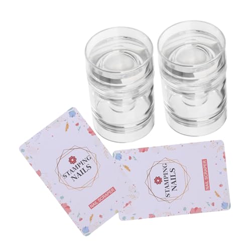 ARTSEWPLY 2 Stück Maniküre Nagelstempel French Tip aus Klarem Hochelastischem Silikon mit Integriertem Stempel Platte und Muster Tragbares Nail Art Tool für DIY Home Salon und Professionelle von ARTSEWPLY