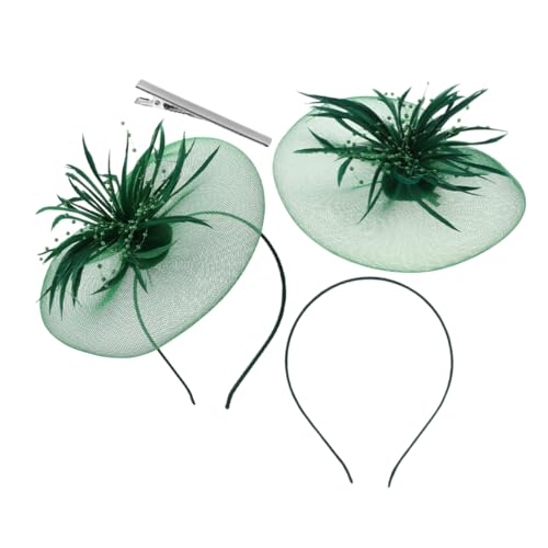 ARTSEWPLY 2 Stück Mesh-feder-kopfschmuck Teehüte Für Frauen Tea-party-kleid Teepartyhüte Für Frauen Haarspange Kopfschmuck Piraten-haarspangen Haarspange Kopfschmuck Green Gittergewebe von ARTSEWPLY