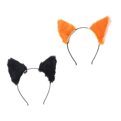 ARTSEWPLY 2 Stück Plüsch Katzenohren Haarreif Orange schwarz Weich Bequem für Damen Mädchen Cosplay Party Geburtstag Halloween Valentinstag Bühnenauftritte Geeignet von ARTSEWPLY