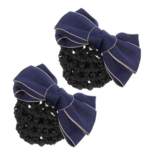 ARTSEWPLY 2 Stück Professionelles Haarnetz mit Schleifen design Langlebiges Netz haarclip für Damen Eleganter Dutt haarhalter Klassisches Blau für Formelle Anlässe und Gepflegtes Styling von ARTSEWPLY