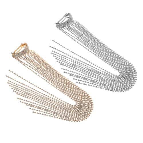 ARTSEWPLY 2 Stück Rhinestone Haarklammern mit Langen Quasten Silber und Gold Glitzernder Brautschmuck für Hochzeit Ponytail Haarspangen für Damen Vielseitiger Haarschmuck für Festliche von ARTSEWPLY
