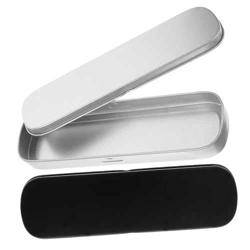 ARTSEWPLY 2 Stück Stiftaufbewahrungsbox Metall Schwarze und Silberne Stiftdosen mit Deckel für Büro Schule und Zuhause Schützt Schreibwaren vor Beschädigungen von ARTSEWPLY