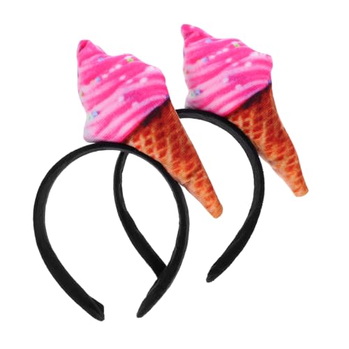 ARTSEWPLY 2 Stück Teiliges Eiscreme Stirnband Lustiger Haarschmuck für Frauen Rutschfester Haarreif für Kostüm und Halloween Partys Bunte Eistüten Kopfbedeckung für Cosplay und Alltag von ARTSEWPLY