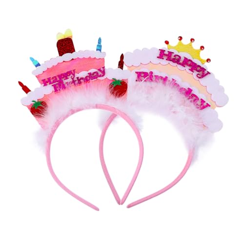ARTSEWPLY 2 Stück Teiliges Geburtstags Haarreifen Leichtes Langlebiges Partyzubehör Eleganter Kuchen Haarreifen für Mädchen Erinnerung an Kindergeburtstag Festlicher Kopfschmuck von ARTSEWPLY
