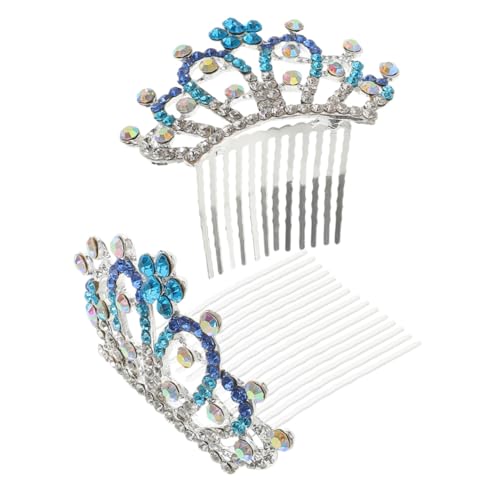 ARTSEWPLY 2 Stück Teiliges Mini Prinzessin Tiara Haarkamm mit Farbverlauf Strasskrone Haarschmuck Damen Hochzeit Party Eleganter Haarschmuck für Vielseitige Frisuren von ARTSEWPLY