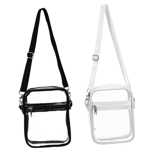ARTSEWPLY 2 Stück Transparente Crossbody Bags Verstellbare Umhängetasche mit Reißverschluss Robuste Schultertasche für Damen Kosmetiktasche Stadionkonform für Konzerte und Veranstaltungen von ARTSEWPLY