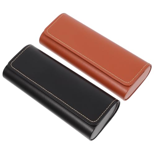 ARTSEWPLY 2 Stück Vintage Brillenetui Hartschale mit Magnetverschluss Tragbare Aufbewahrungsbox für Sonnenbrillen und Lesebrillen Unisex Schwarz und Braun Robuste Metall Innenrahmenstruktur von ARTSEWPLY