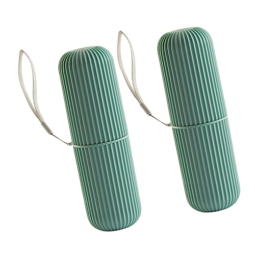 ARTSEWPLY 2 Stück Zahnbürsten und Zahnpasta Aufbewahrungsbox Set Tragbare Multifunktions Organizer mit Lanyard für Zuhause Outdoor Camping und Reisen Grün von ARTSEWPLY