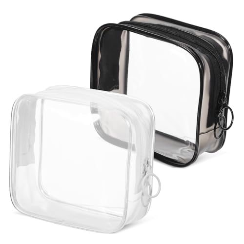 ARTSEWPLY 2 wasserdichte Kleine Kosmetiktasche PVC Transparente Make Up Tasche mit Doppelreißverschluss Leichte Reise Organizer Geräumige Kulturbeutel für Damen und Reisegepäck von ARTSEWPLY