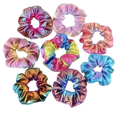 ARTSEWPLY 24stücke Metallic Rainbow Haarbänder Gilding Zwei-farben Ponytail Farbige Haargummis Für Damen Und Mädchen Blau Braun Gelb Grün Regenbogen von ARTSEWPLY
