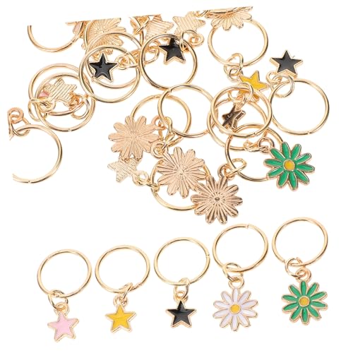 ARTSEWPLY 25 Stück Teiliges Haarschmuck Zöpfe aus Langlebigem Zinklegierung Modische Dreadlock ringe mit Einzigartigem Stern Blumenanhänger Stilvolle Haar accessoires für Damen zur von ARTSEWPLY