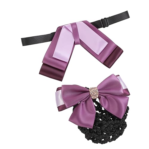 ARTSEWPLY 2St Krawatte für Frauen binden Abs Schleifenhaar braune Haargriffe Brötchen seidenband ribbon the flightattendant haarklauenclips Haarknotenhalter Haarnetze für Dutts Stoff Violett von ARTSEWPLY