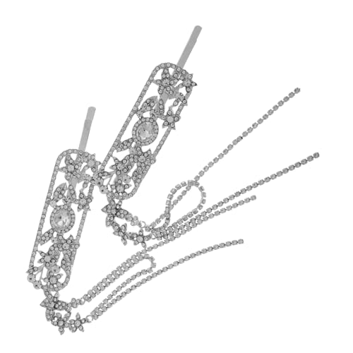ARTSEWPLY 2stücke Braut Haarschmuck Silberne Haarspangen Mit Kristallen Und Quasten Chinesischer Stil Brautkopfschmuck Für Hochzeiten Elegante Haarklammern Für Damen von ARTSEWPLY