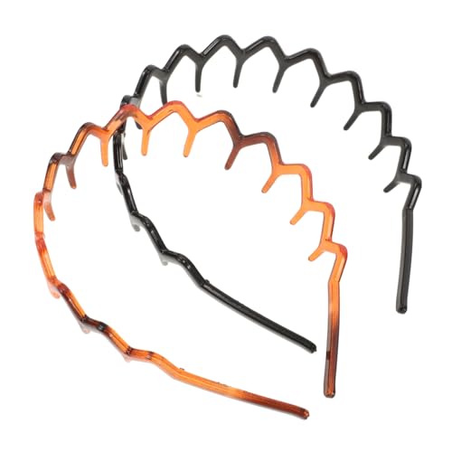 ARTSEWPLY 2stücke Haarzopf-stirnband Mit Zähnen Aus Kunststoff Und Harz Rutschfeste Haar-stirnbänder Für Damen Und Herren Glänzendes Schwarz Und Schildpatttöne Langlebiges Gewelltes Stirnban von ARTSEWPLY