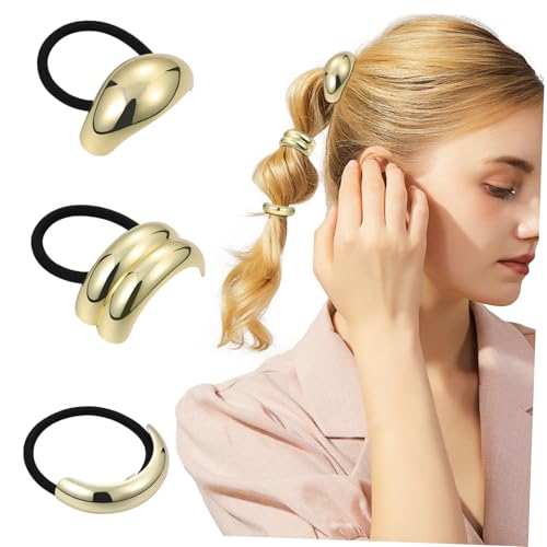 ARTSEWPLY 3 Metall Ponytail Stilvolle Elastische Haargummis Haarring Haarmanschetten für Damen und Mädchen Eleganter Haarschmuck für Alltag Party und Hochzeit von ARTSEWPLY