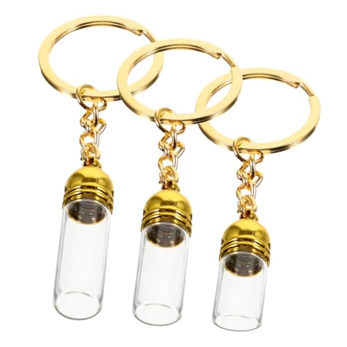 ARTSEWPLY 3 Stück Glasflaschen Schlüsselanhänger mit Goldfarbenem Acrylverschluss Vielseitige Wunschflaschen Anhänger Robuste Leichte Fläschchen für Ätherische Öle und als Rucksack oder von ARTSEWPLY