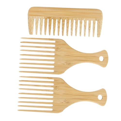 ARTSEWPLY 3 Stück Nanbamboo Und Holzkamm Kämme Für Männer Haarkamm Breitzahnkamm Haarkamm Breitzahnkamm Holz Entwirrung Breitzahnkamm Breitzahnkamm Breitzahnkamm Für Locken Beige von ARTSEWPLY