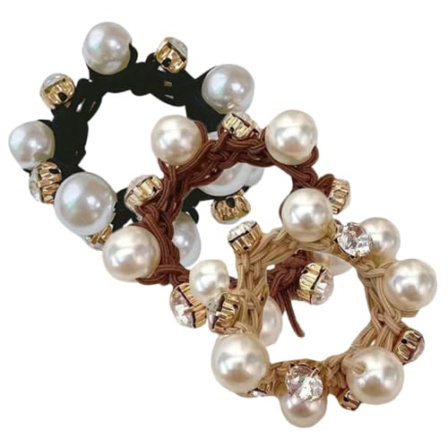 ARTSEWPLY 3 Stück Perlen Haargummis für Damen Elastische Haarschleifen mit Modischem Design Geeignet für Ponytails Dutt und Alltag Stilvoller Haarschmuck für Frauen und Mädchen von ARTSEWPLY