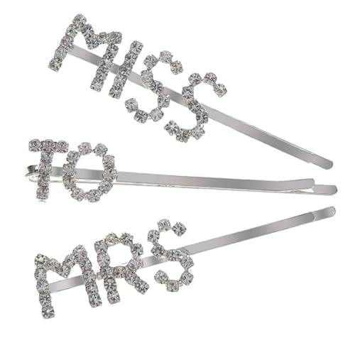 ARTSEWPLY 3 Stück Strass Haarklammern Buchstaben Design Glänzend für Frauen Mädchen Braut Haarschmuck Elegant und Robust von ARTSEWPLY