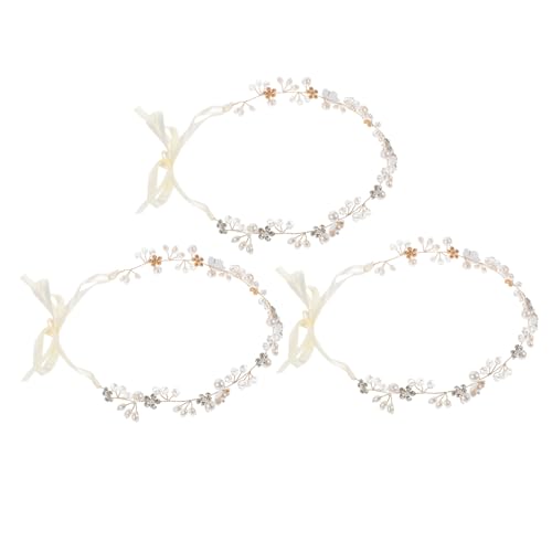 ARTSEWPLY 3 Stück Teiliges Braut Haarschmuck Goldene Stirnbänder Leichte Verstellbare Kopfbänder für Damen und Mädchen Eleganter Hochzeitsschmuck Passend zu Verschiedenen Frisuren und von ARTSEWPLY