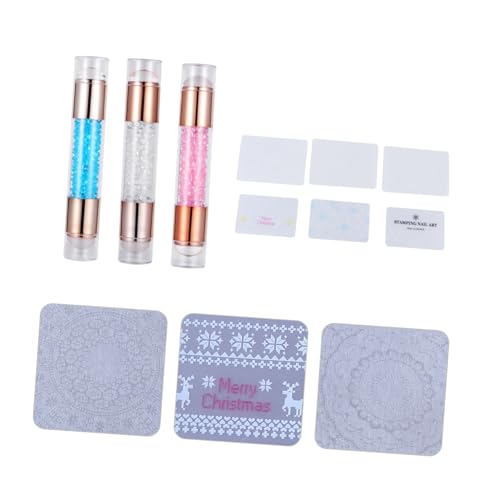 ARTSEWPLY 3 Stück Teiliges Double End Acryl Nail Stamper für Maniküre Nail Art Stamping DIY Nageldesign Stempel mit Farben Weiß Blau Geeignet für Präzises Nagelkunst Stempeln von ARTSEWPLY