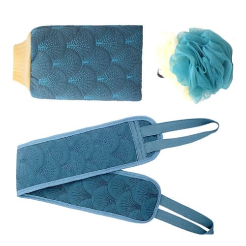 ARTSEWPLY 3 Stück Teiliges Duschball mit Langem Badeschrubber Doppelseitigem Badetuch Handschuh und Rückenreinigungstuch Hautfreundlich Langlebig Vielseitig für Sanfte Peeling im von ARTSEWPLY