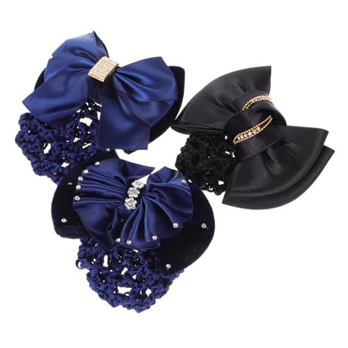 ARTSEWPLY 3 Stück Teiliges Haarnetz Damen mit Schleife Haarklammer Weiches Haarschonendes Material für Büro Tanz und Beruf Eleganter Dutt Haarschmuck Frisur Zubehör von ARTSEWPLY