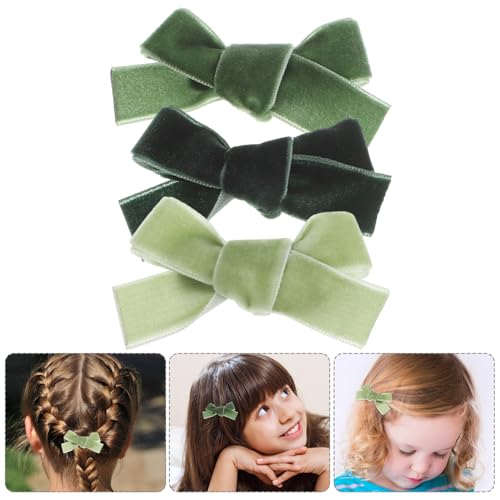 ARTSEWPLY 3 Stück Teiliges Haarspangen mit Grünen Samtschleifen Haarschonende Haarklammern für Mädchen Festliche Haaraccessoires für Geburtstag Weihnachten Hochzeit und Alltag Niedliche von ARTSEWPLY