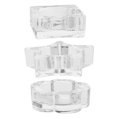 ARTSEWPLY 3 Stück Teiliges Nail Art Dappen Dish aus Glas mit Stern Blüten und Eiswürfelform Multifunktional für Gel Polish Mixing Palette Pinselreinigung und Nagellackflüssigkeits Halter für von ARTSEWPLY