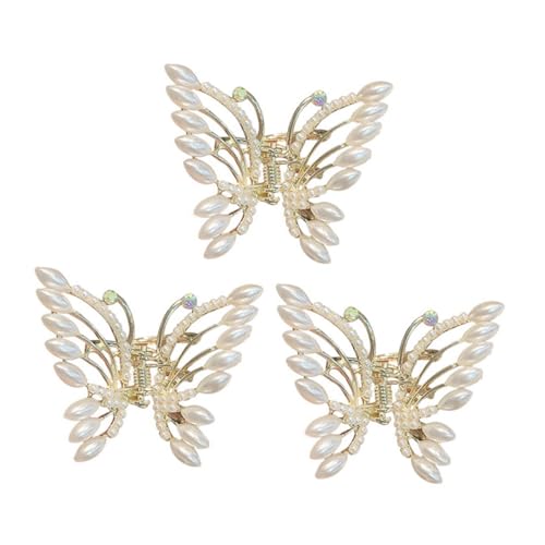 ARTSEWPLY 3 Stück Teiliges Perlen schmetterling Haarklammer Zinklegierung Glatte Oberfläche Stilvolle Frauen Haarspangen für Alltag Party Hochzeit und Festlichen Haarschmuck von ARTSEWPLY