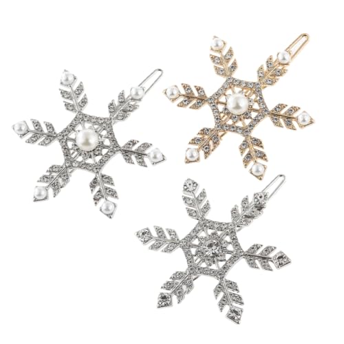 ARTSEWPLY 3 Stück Teiliges Schneeflocken Haarspangen Damen Strass Haarnadeln mit Perlenverzierung Große Haarklammern für Mittleres Langes Haar Eleganter Kopfschmuck für Weihnachten und von ARTSEWPLY
