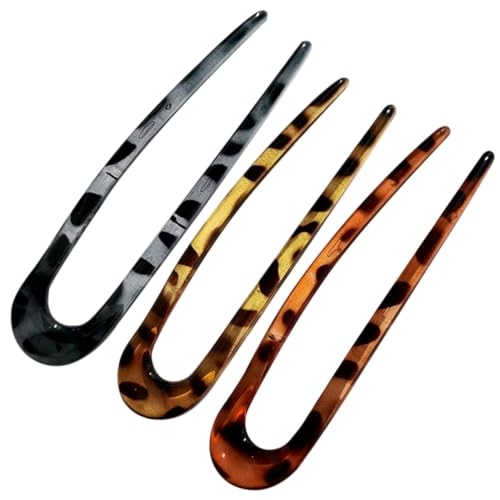 ARTSEWPLY 3 Stück Teiliges U Förmiges Haarnadeln aus Acetat Chinesischer Stil Haarstäbe für Frauen Sanfte Fixierung Glatte Spitzen Geeignet für Hochsteckfrisuren und French Roll Frisuren von ARTSEWPLY