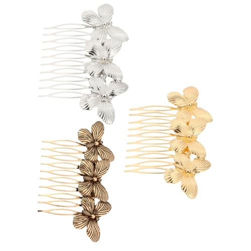 ARTSEWPLY 3 Stück Vintage Haarschmuck Teiliges Retro Schmetterling Haarkamm Brautschmuck für Damen Hochzeit Haarkamm Gold Silber Antikfarben Geeignet für Braut und Besondere Anlässe von ARTSEWPLY