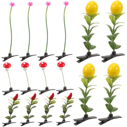 ARTSEWPLY 30 Stück Teiliges Bunte Pflanzen Haarspangen aus Robustem Material Leichte Kleine Haarklammern für Damen Lebendige Bohnen und Blumenform Langlebige Haaraccessoires für Modischen von ARTSEWPLY