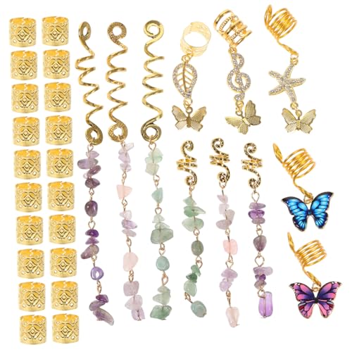 ARTSEWPLY 31 Stück Teiliges Dreadlock Haarschmuck Goldfarbene Haarperlen und Anhänger für Zöpfe Verstellbare Haarring accessoires für Frauen Dekorative Haarjuwelen für Stilvolles Flechten von ARTSEWPLY