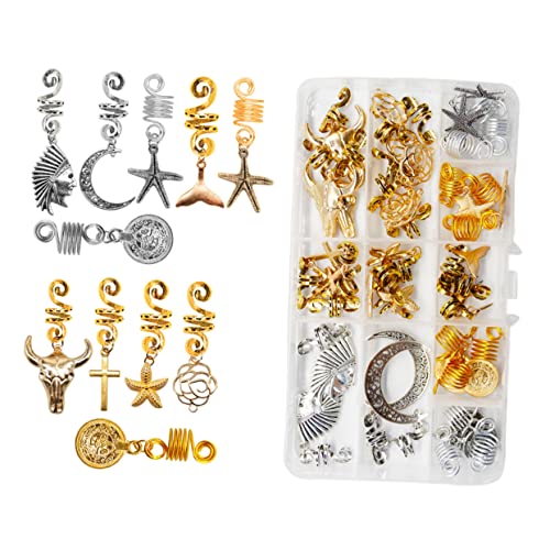 ARTSEWPLY 33 Stück Teiliges Dreadlocks Schmuckset Braid Haaraccessoires Haarringe und Manschetten für Frisuren Dekoration für Zöpfe und Dreadlocks Leicht und Langlebig von ARTSEWPLY