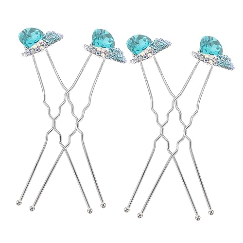 ARTSEWPLY 4 Stck Teiliges U Förmige Haarnadeln mit Blauen Strasssteinen Leichte Haarspangen für Damen Langlebiger Brautschmuck Eleganter Haarschmuck für Hochzeit Geburtstag und Party von ARTSEWPLY