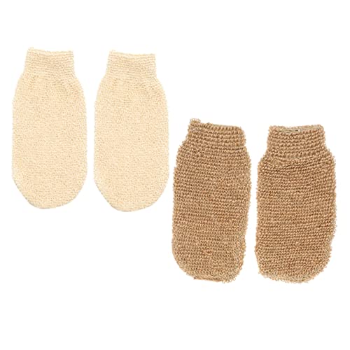 ARTSEWPLY 4 Stück Badehandschuhe Doppelseitiger Badehandschuh Peeling-badeschwamm Peeling-handschuh Ofenhandschuhe Hitzebeständig Peeling-handtuch Weiße Handschuhe Baumwollhandschuhe Flachs von ARTSEWPLY