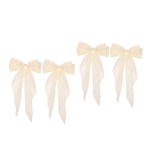 ARTSEWPLY 4 Stück Haarspangen mit Schleifenknopf Stilvolle Stoff Haarclips für Damen und Mädchen Seidige Bänder mit Langem Schweif Stabile Frühlingsklemmen für Partys und Sommerliche von ARTSEWPLY