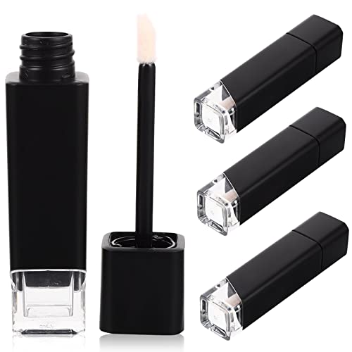 ARTSEWPLY 4 Stück Leere Lip Gloss Röhren Wiederbefüllbare Lip Balm Behälter für Transparent mit Schwarzem Boden für DIY Lippenpflege und Einfache Anwendung von ARTSEWPLY