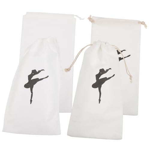 ARTSEWPLY 4 Stück Teiliges Ballettschuh aufbewahrungsbeutel Baumwolle mit Kordelzug Waschbare Tanzschuh Beutel Leichte Wiederverwendbare Tanzschuhtaschen für Mädchen von ARTSEWPLY