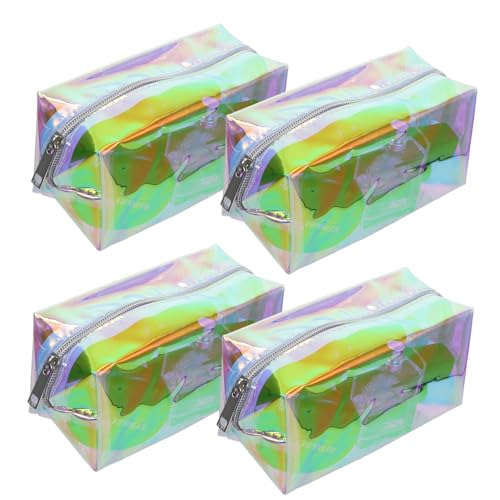 ARTSEWPLY 4 Stück Teiliges Buntes PVC Kosmetiktäschchen Tragbare Transparente Waschbeutel Kompakt Vielseitig Einsetzbar als Reise Aufbewahrungsbeutel für Damen von ARTSEWPLY
