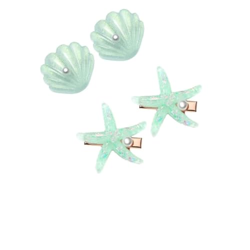ARTSEWPLY 4 Stück Teiliges Chic Haarspangen mit Muschel und Seestern Design Ozeanischer Stil Haarklammern für Damen und Mädchen Glatte Oberfläche Strapazierfähig Vielseitig für Alltag Party von ARTSEWPLY